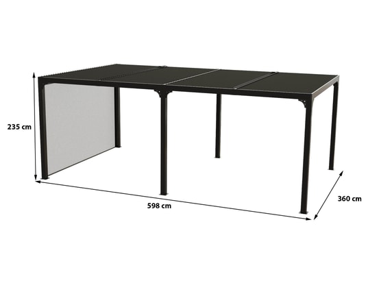 HABRITA - Pergola bioclimatique xxl + rideau manuel pour côté 3,60 m ...