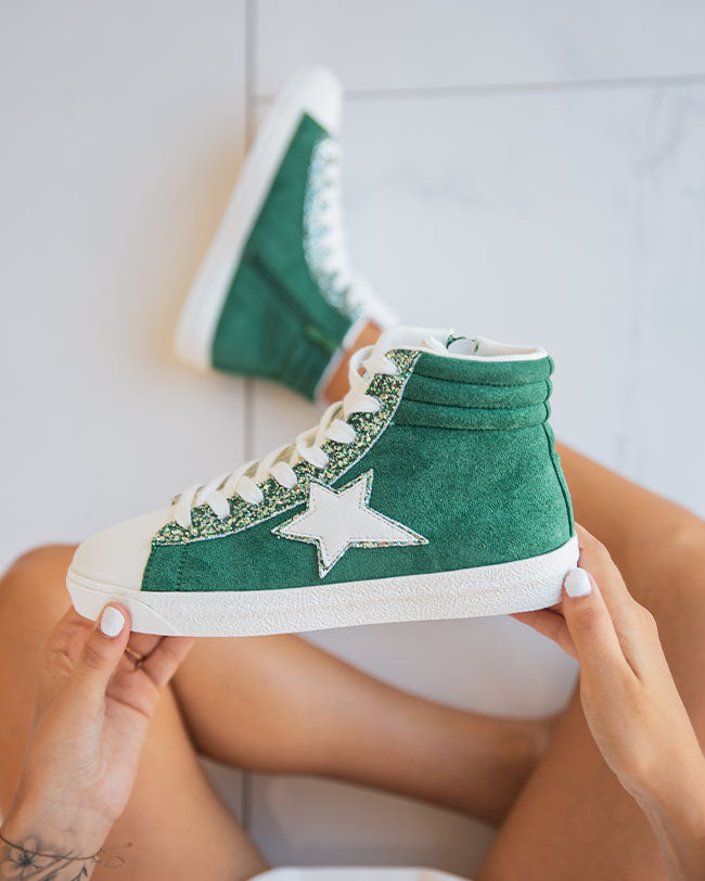 Basket femme étoile verte montante à lacets - Inaya