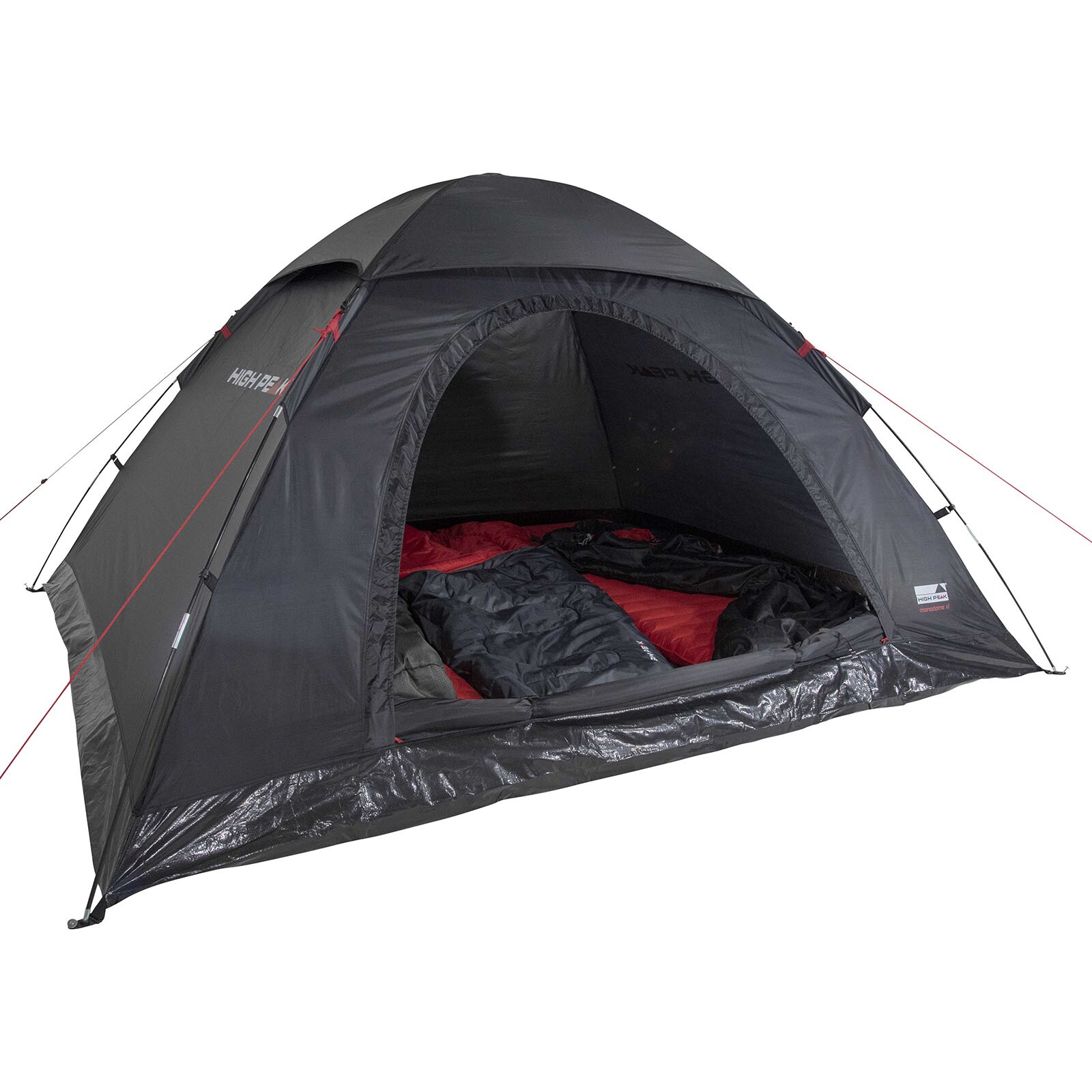 HIGH PEAK Kuppelzelt Monodome XL 4 Personen Camping Bike Zelt Familienzelt Groß Farbe: schwarz