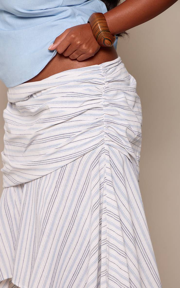 Blanc Jupe Midi Grande Taille À Ourlet Asymétrique Mouchoir Et Rayures