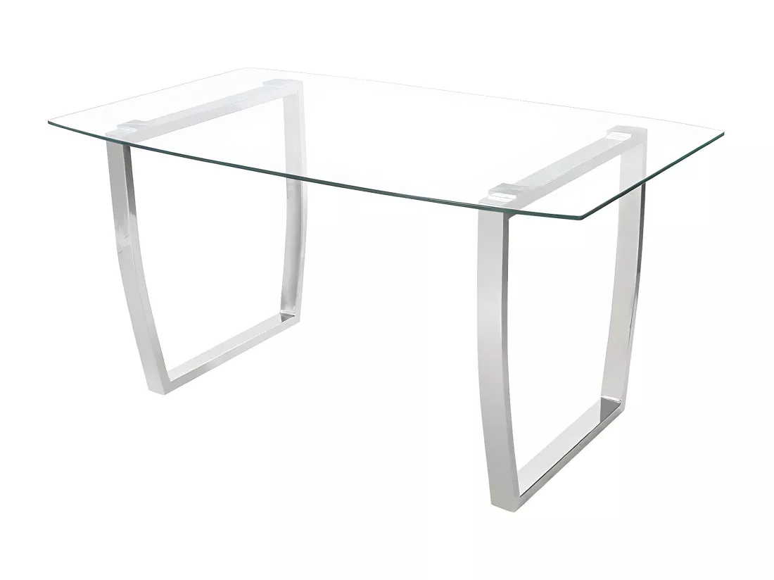 Table à manger IMELDA - 6 personnes - Verre trempé & Métal chromé