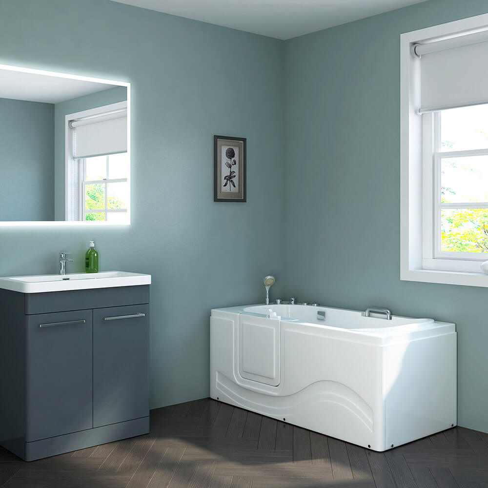 Home Deluxe - Seniorenbad incl. Whirlpool - VITAL M Links - Afmetingen: 153 x 76 x 64 cm - incl. complete accessoires | Bad met deur, seniorenbad met instap