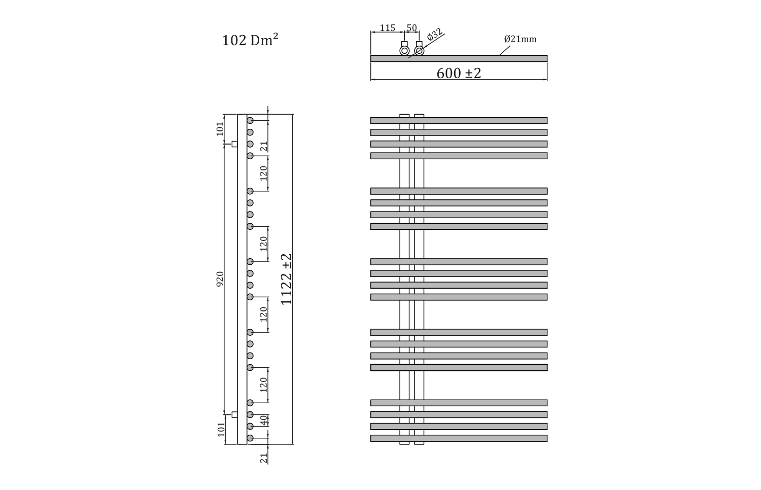 Sapho Nympha handdoekradiator wit 60x112cm 485W