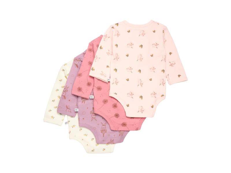pippi Langarm-Wickelbody 4er Set Dusty Rose Gr. 74 Wickel-Body Langarm für Babys