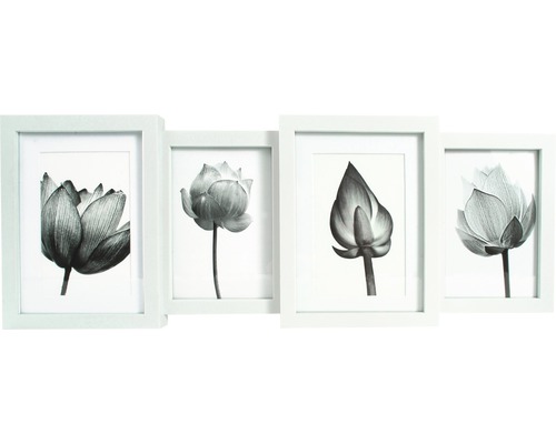 Fotolijst collage Lio wit 55x20,8 cm 4 foto's 10x15 cm/13x18 cm