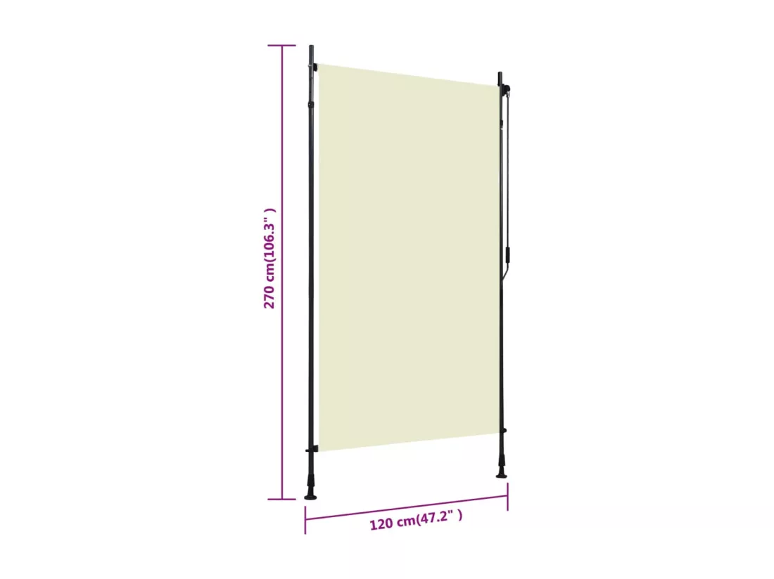 Store roulant d'extérieur 120 x 270 cm Crème