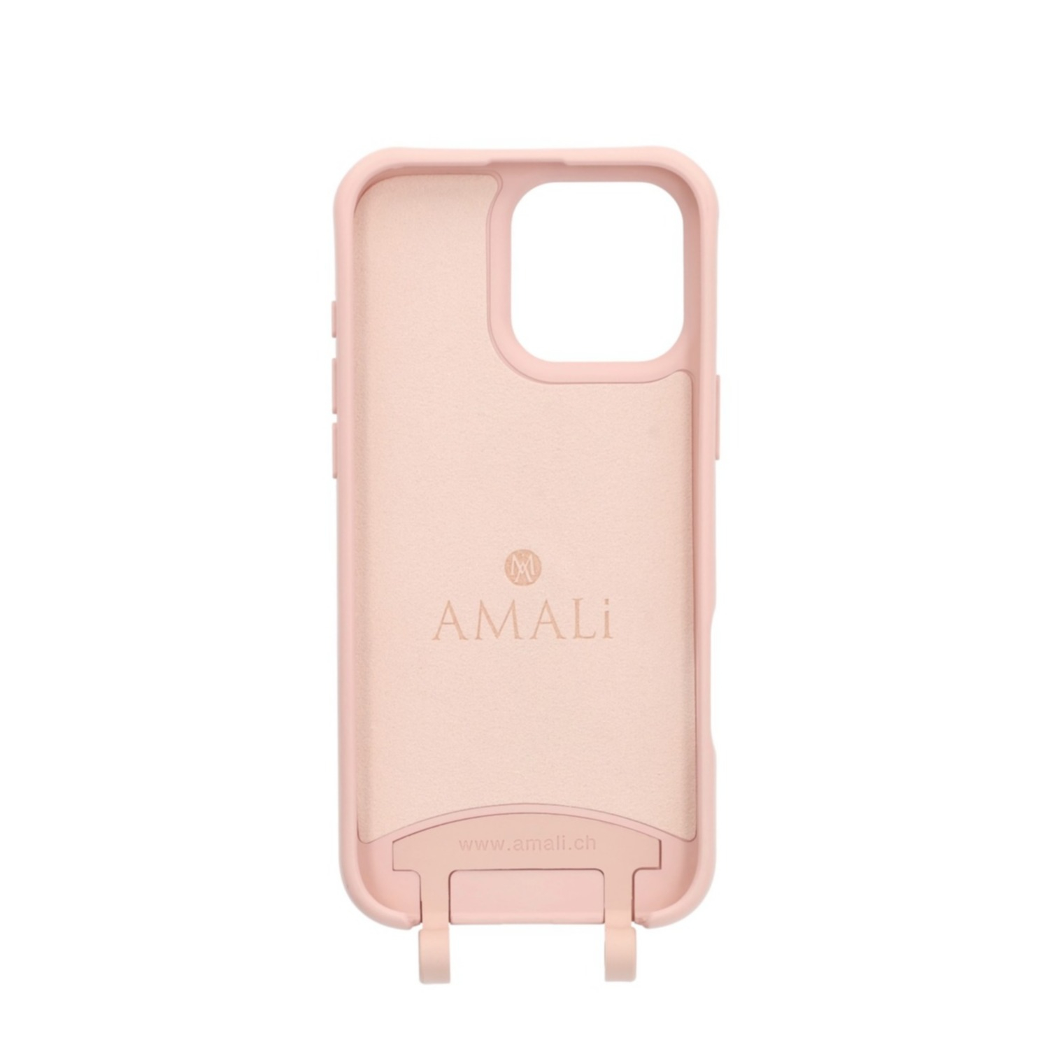 iPhone 15 Pro Max Handy Hülle Elegantes Case mit abnehmbarem Necklace Adapter - Pink / Gold