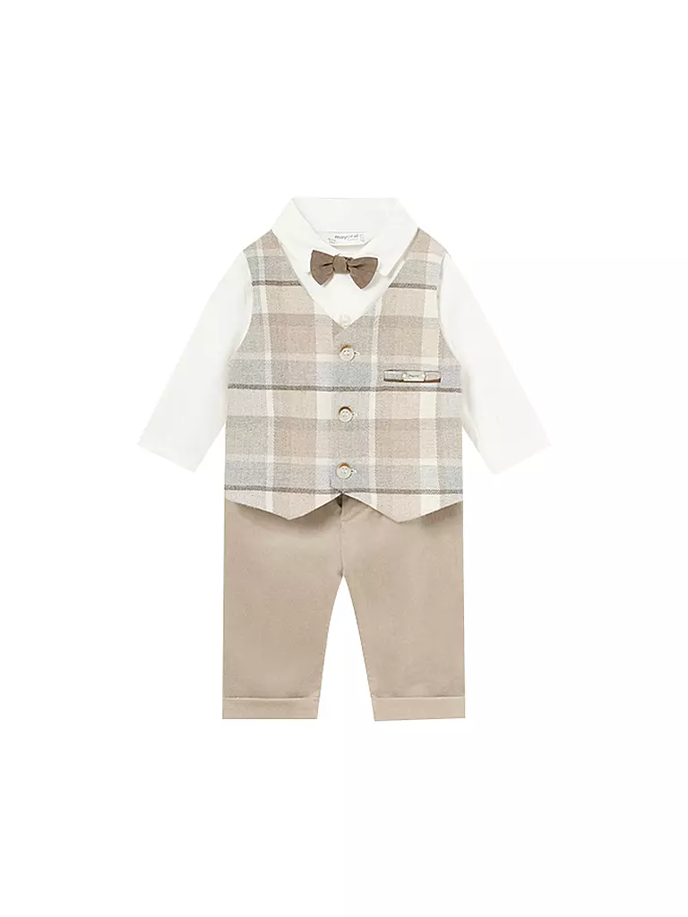 MAYORAL Baby Set 3-teilig Hemd, Gilet und Hose beige
