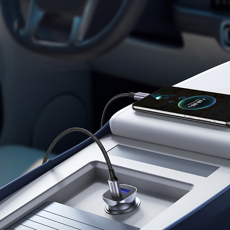 (30W) Universal USB A / USB C Auto KFZ Ladegerät PD (40858) - Silber / Schwarz
