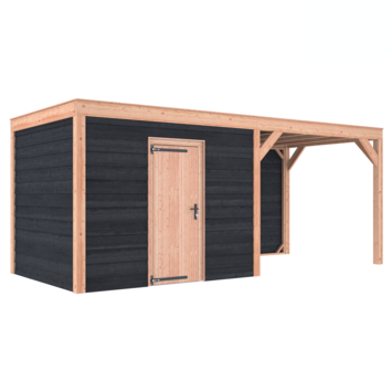 Tuinhuis Douglas Zwart Zweeds Rabat 595x255cm