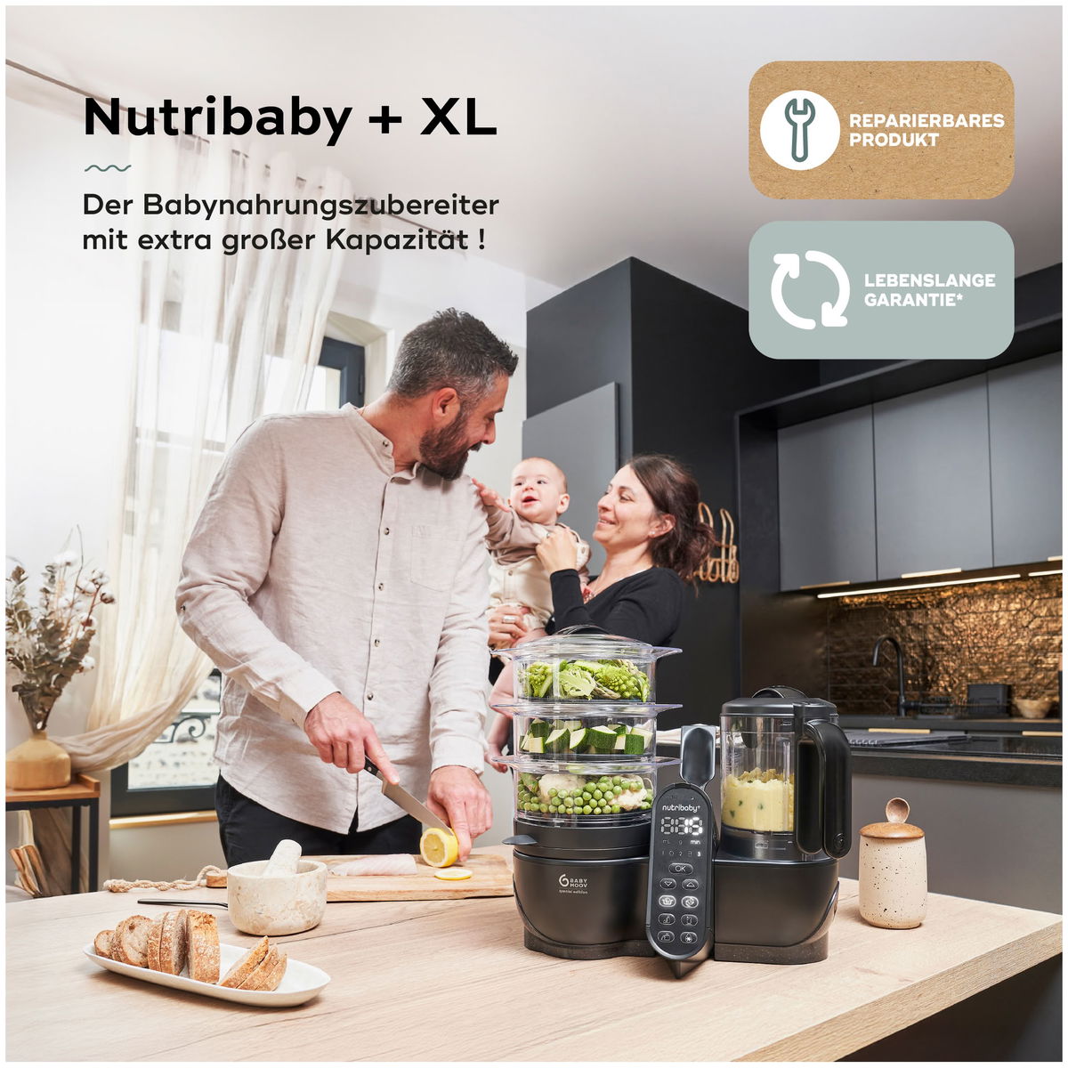 BabymoovBabymoov   Nutribaby Plus XL Nahrungszubereiter Black