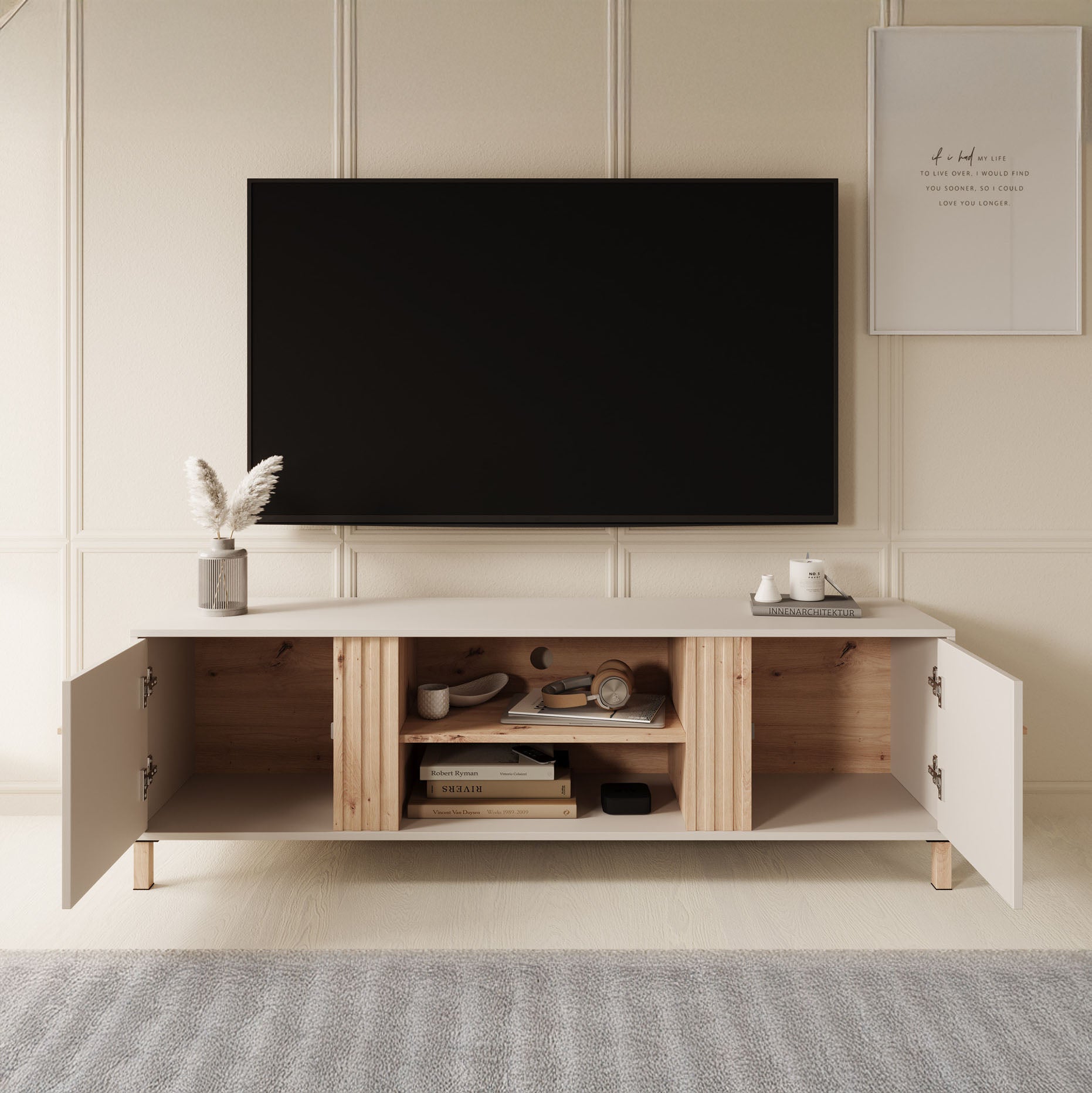 Bahia - TV-Meubel met 2 deuren - Beige - 163 cm