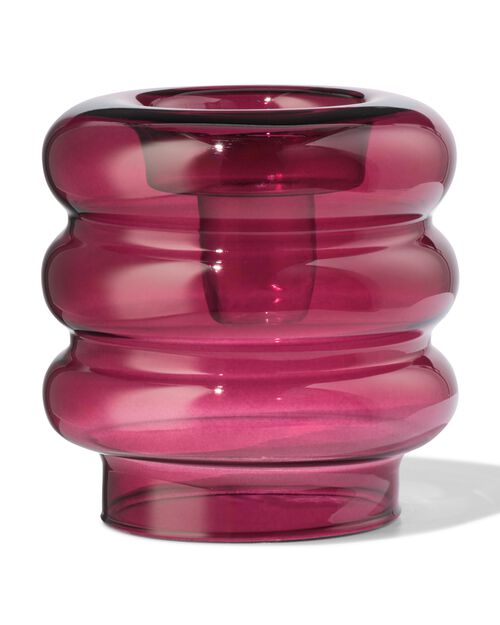 bougeoir et porte-bougies M en verre rose