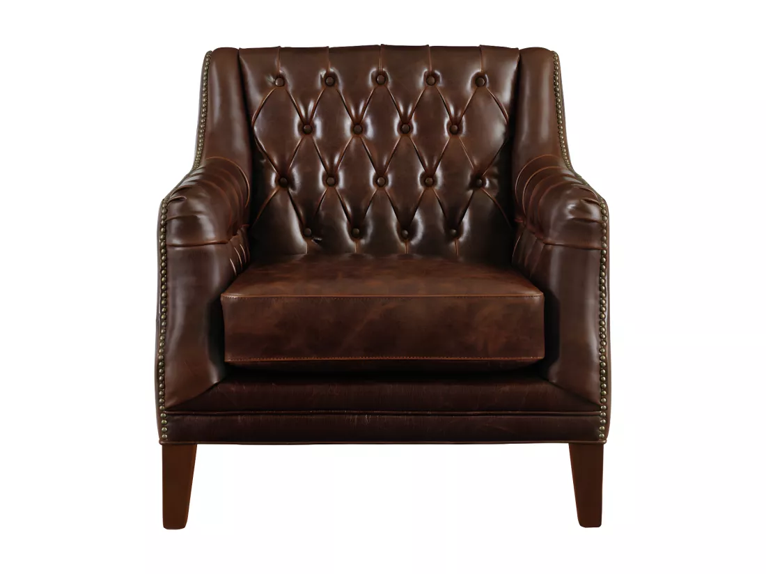Canapé 3 places et 2 fauteuils en cuir COLBERT - Marron