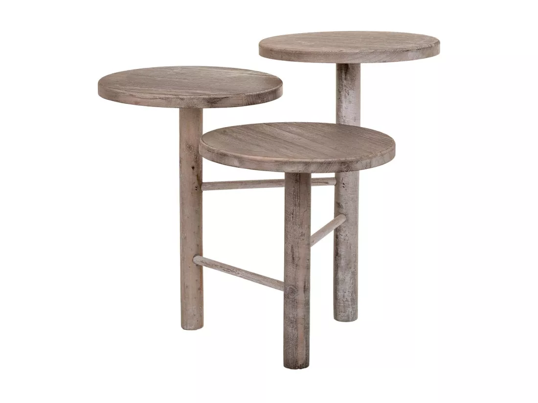 Support en bois pour 3 pots de fleurs marron d25x40/35/30h