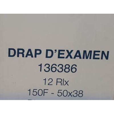 TECHLINE - 12 rouleaux de 150 draps examen ouatés - blanc - 2 plis