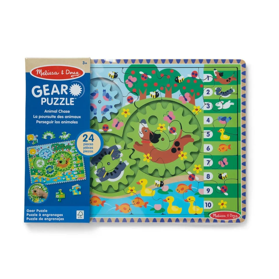 Melissa og Doug - Animal Chase I-Spy Wooden Gear Puzzle - (31004)