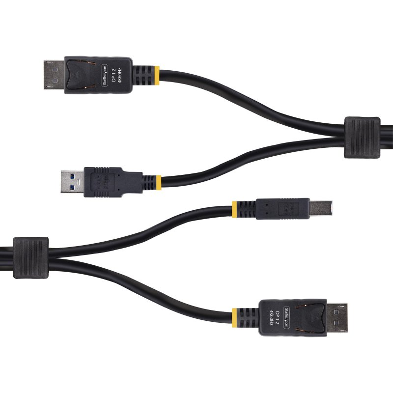 StarTech.com Câble KVM DisplayPort de 1,8m et USB 5Gbps, 4K 60Hz, Câble Combo DP 1.2 et USB pour Commutateurs/Switchs KVM