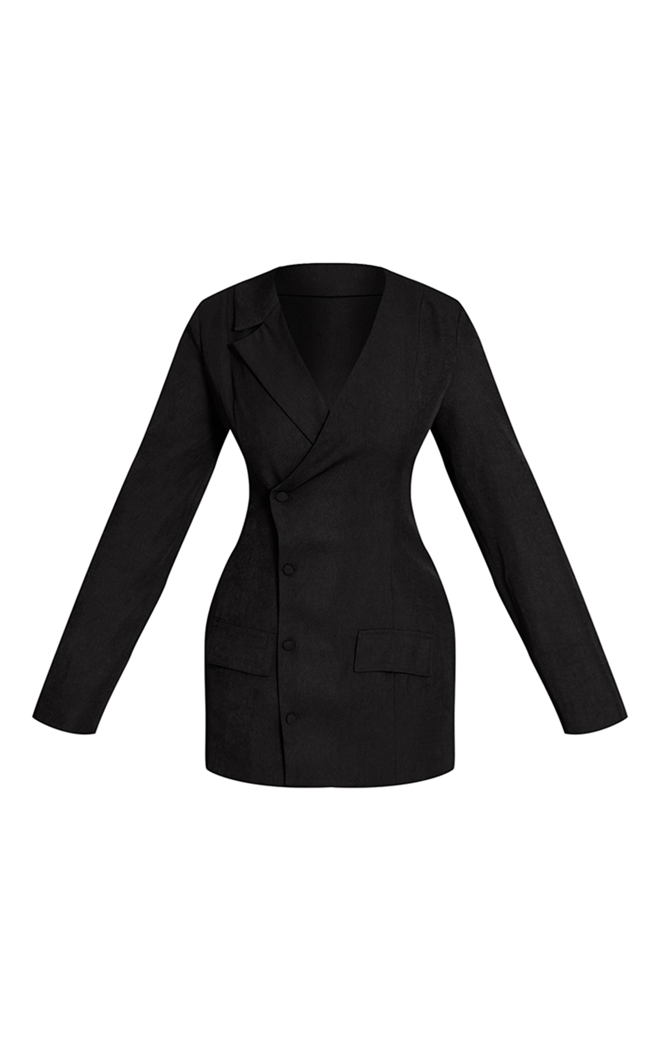 Noir Robe Blazer Shape À Décolleté Plongeant Et Taille Cintrée