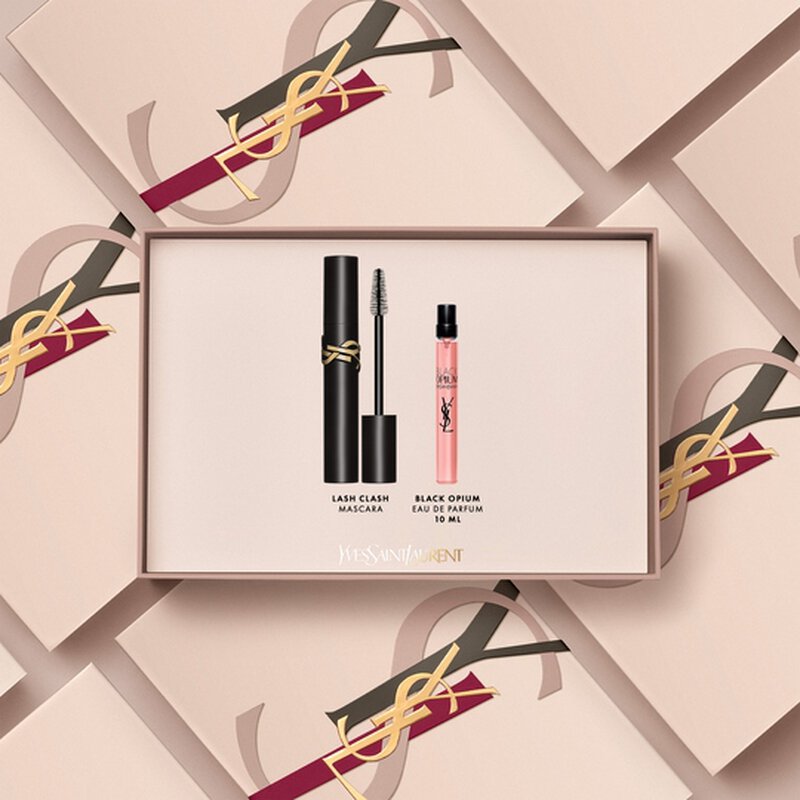 COFFRET CADEAU LASH CLASH + BLACK OPIUM EAU DE PARFUM 10 ML  COFFRET CADEAU FEMME