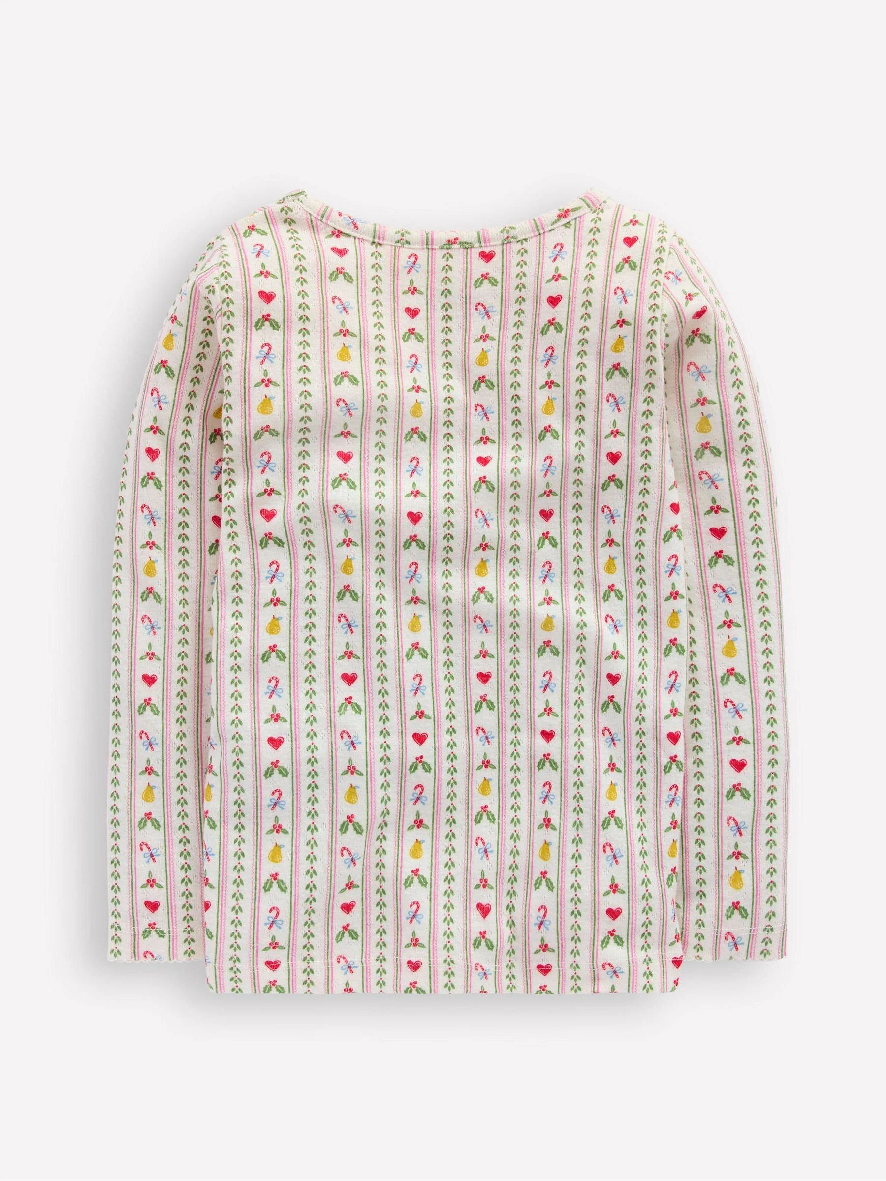 Boden Long Sleeve Pointelle Christmas Top