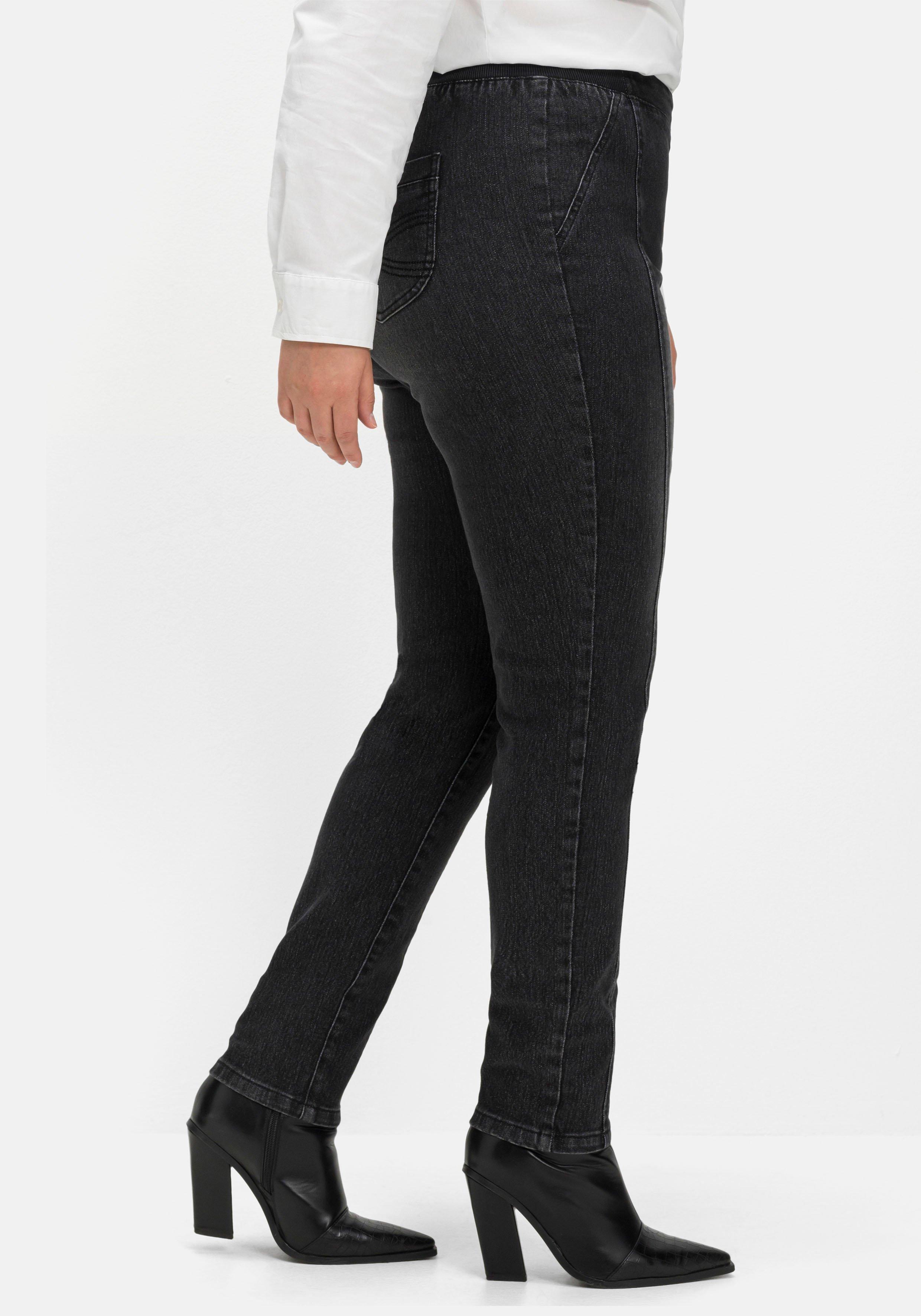 Schmale Jeans mit Gummibund und Teilungsnähten
