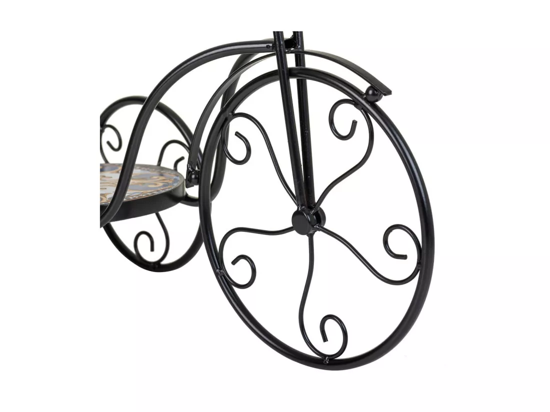 Support vélo en mosaïque et fer forgé noir 53x23.5x36h