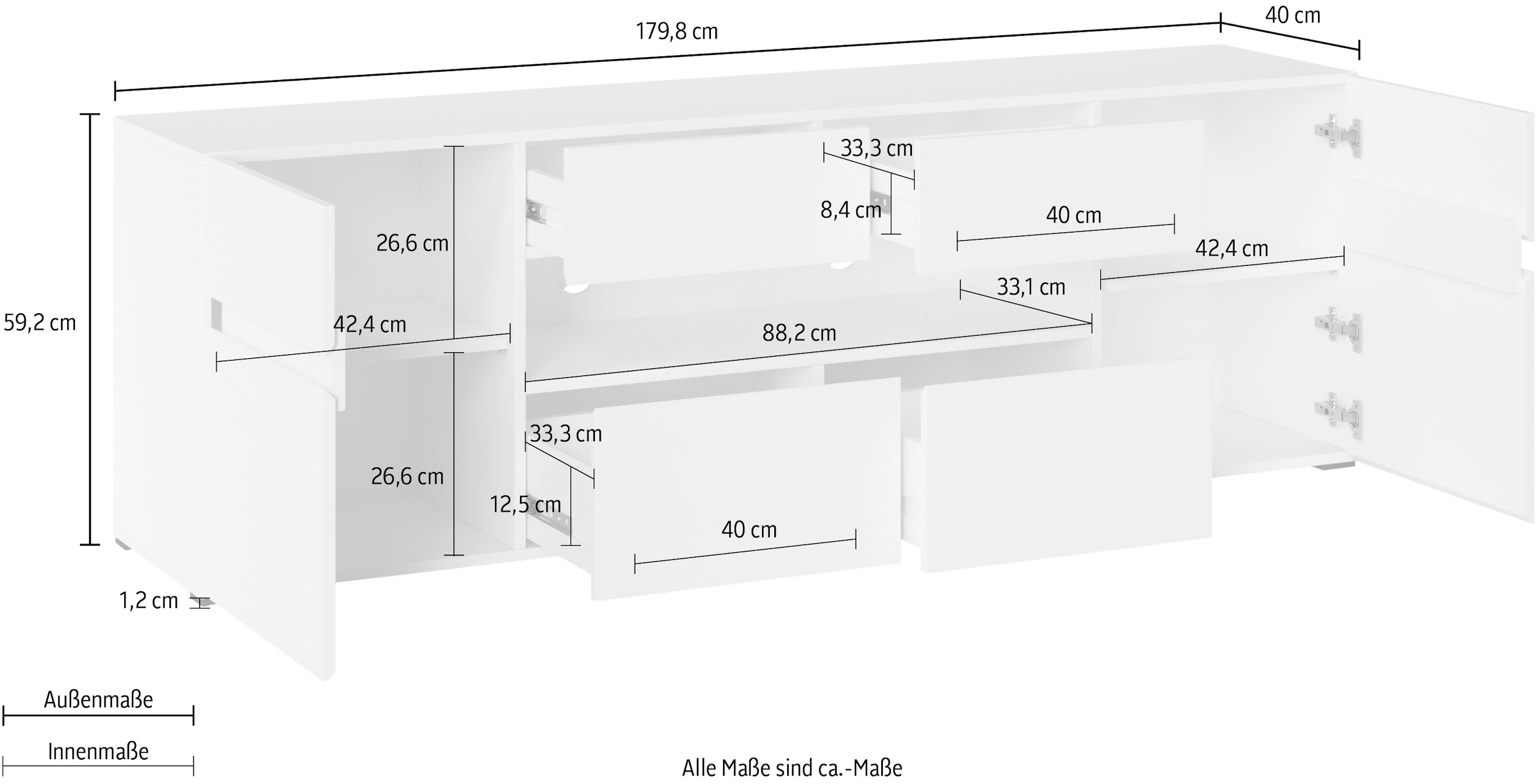 INOSIGN Lowboard »Rimini« Breite 180 cm