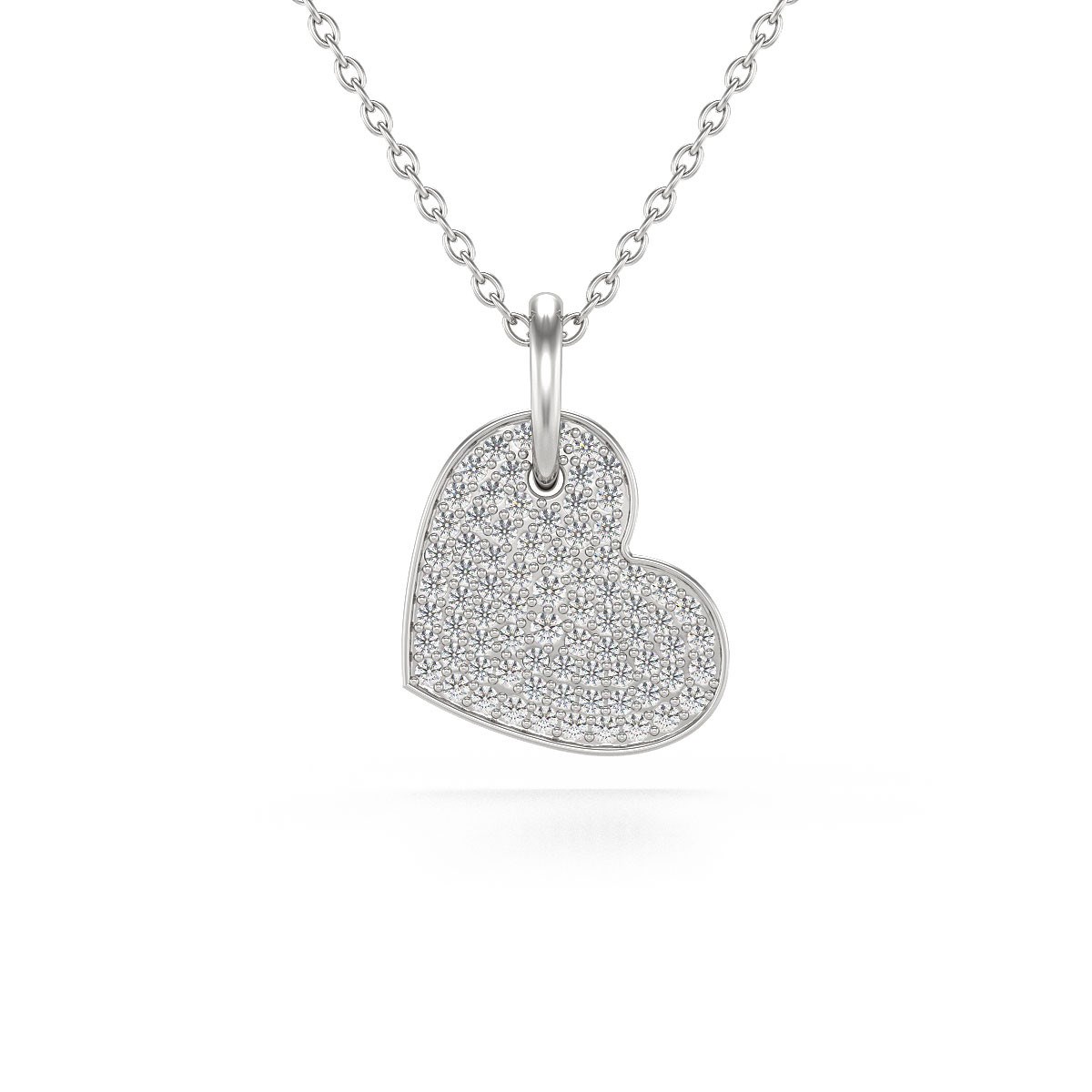 Collier Pendentif ADEN Coeur Diamant Chaine Argent 925 incluse 1.91grs