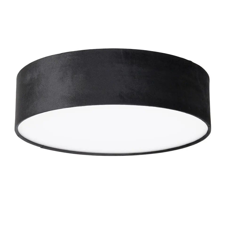 Qazqa plafondlampen drum zwart e27