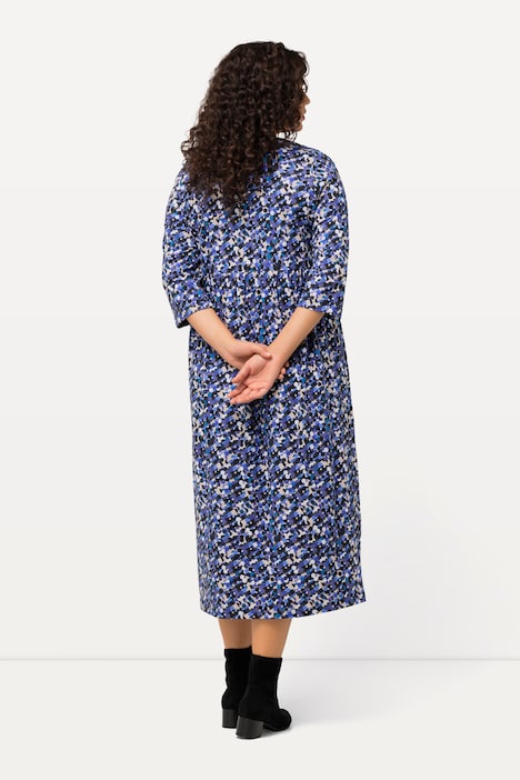 Jerseykleid, Punkte, Carree-Ausschnitt, 3/4-Arm