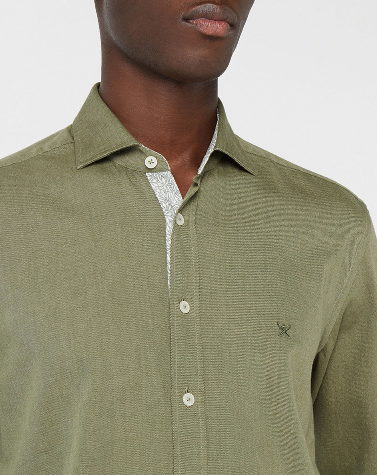 Hackett London Chemise Slim fit Trim Twil Sport kaki