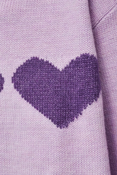 Pullover, oversized, Herzen, V-Ausschnitt, Langarm