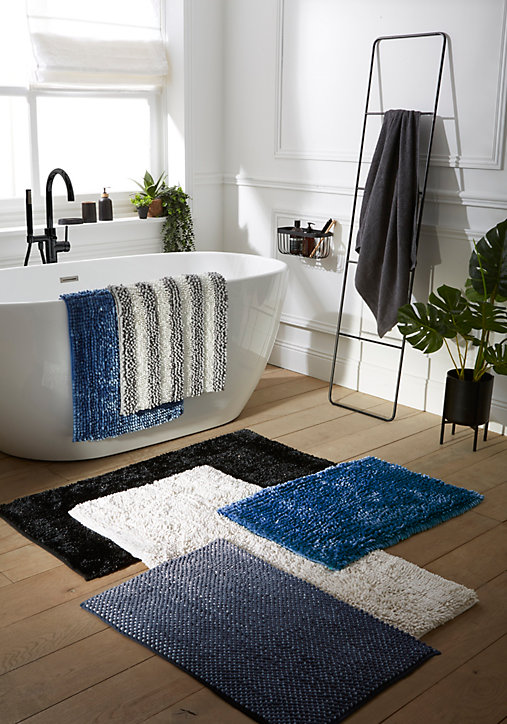 Tapis de bain antidérapant 50x80 cm, noir, Shiny