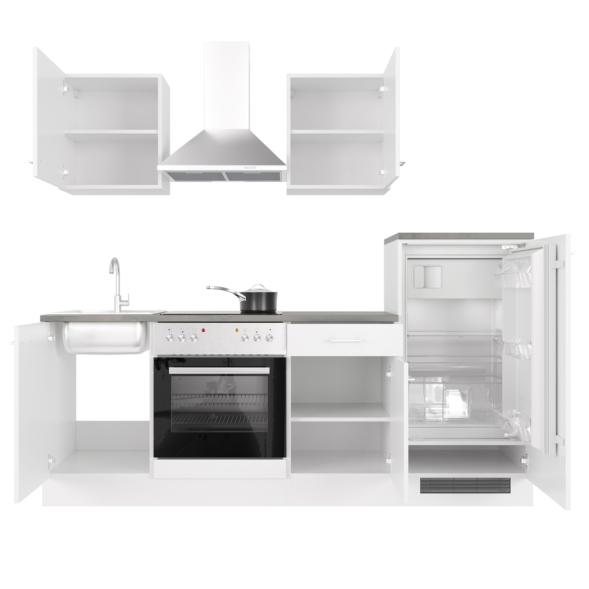 Küchenblock LUCCA - weiß - mit E-Geräten - 220 cm