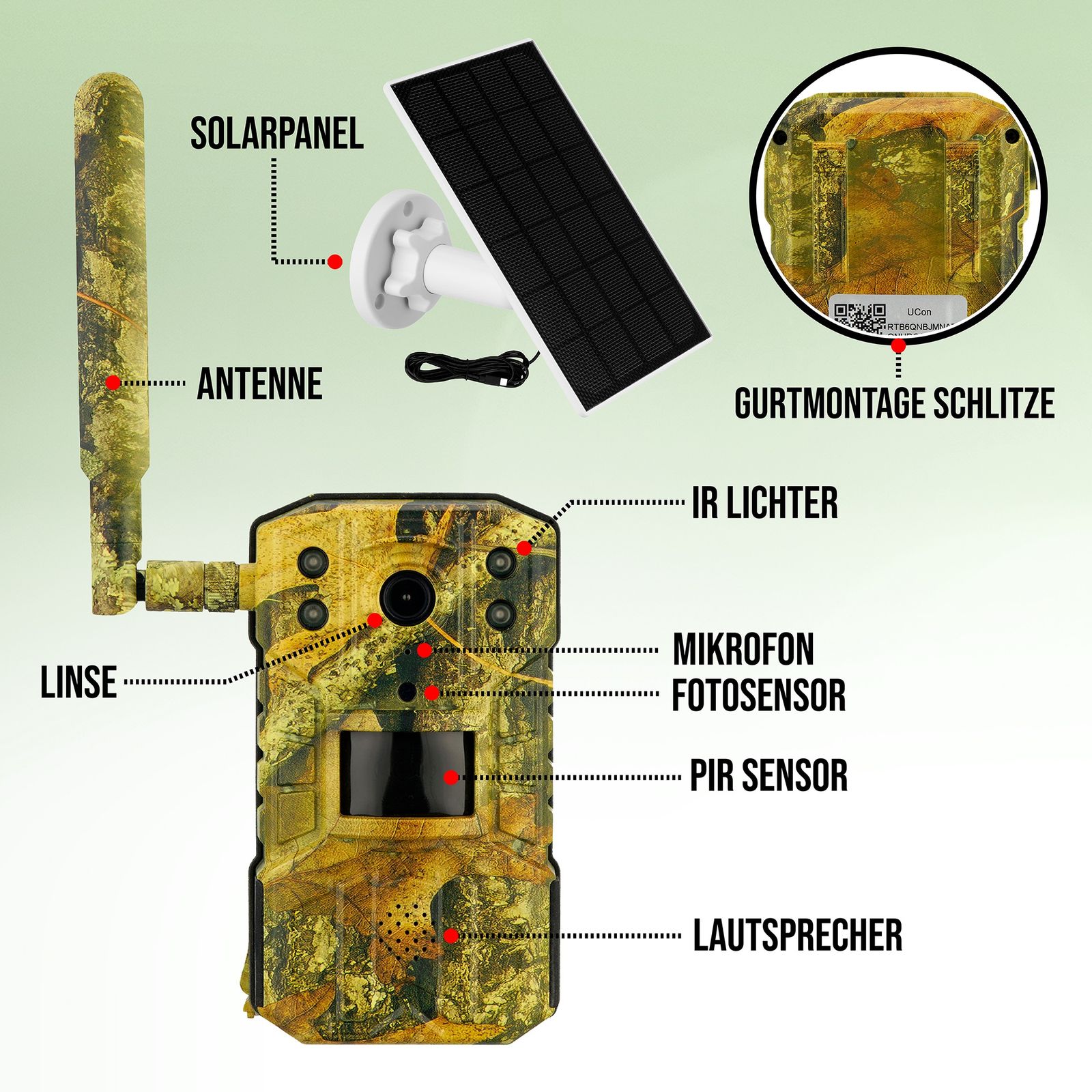 LUVISION 4G LTE Wildkamera Fotofalle Wildtierkamera SIM Karte Bewegungserkennung 14MP Nachtsicht Solar