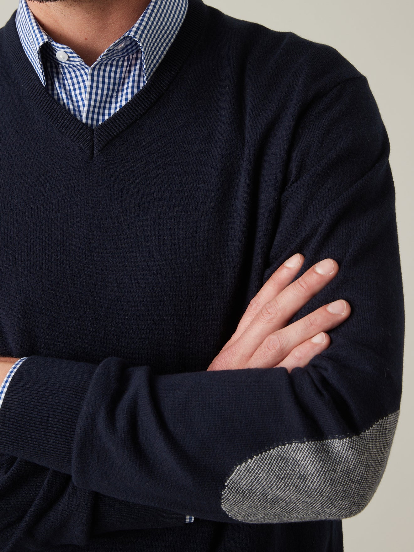 Pull col V homme coton, soie et cachemire