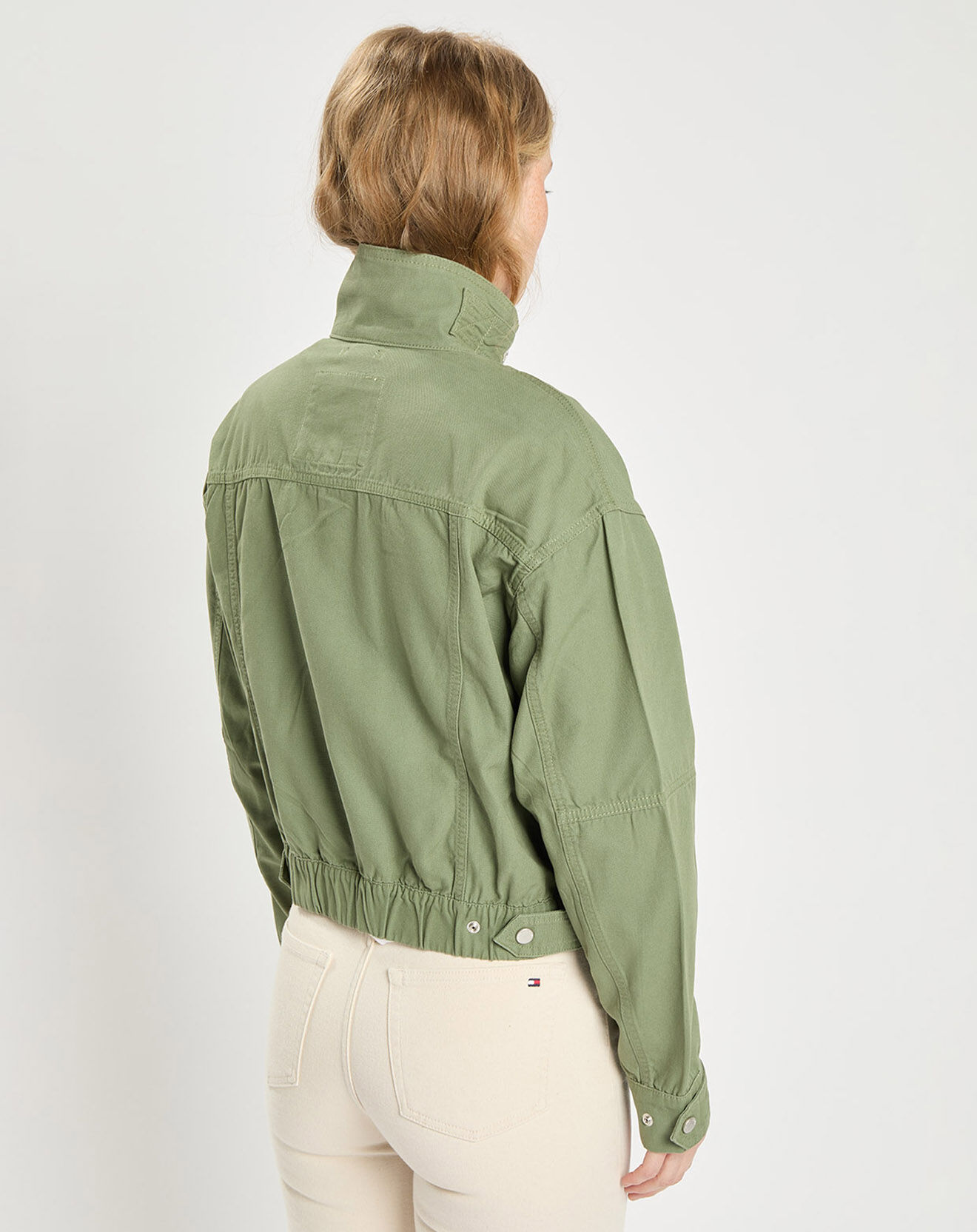 Tommy Jeans Veste 100% Coton Bio crop utility kaki