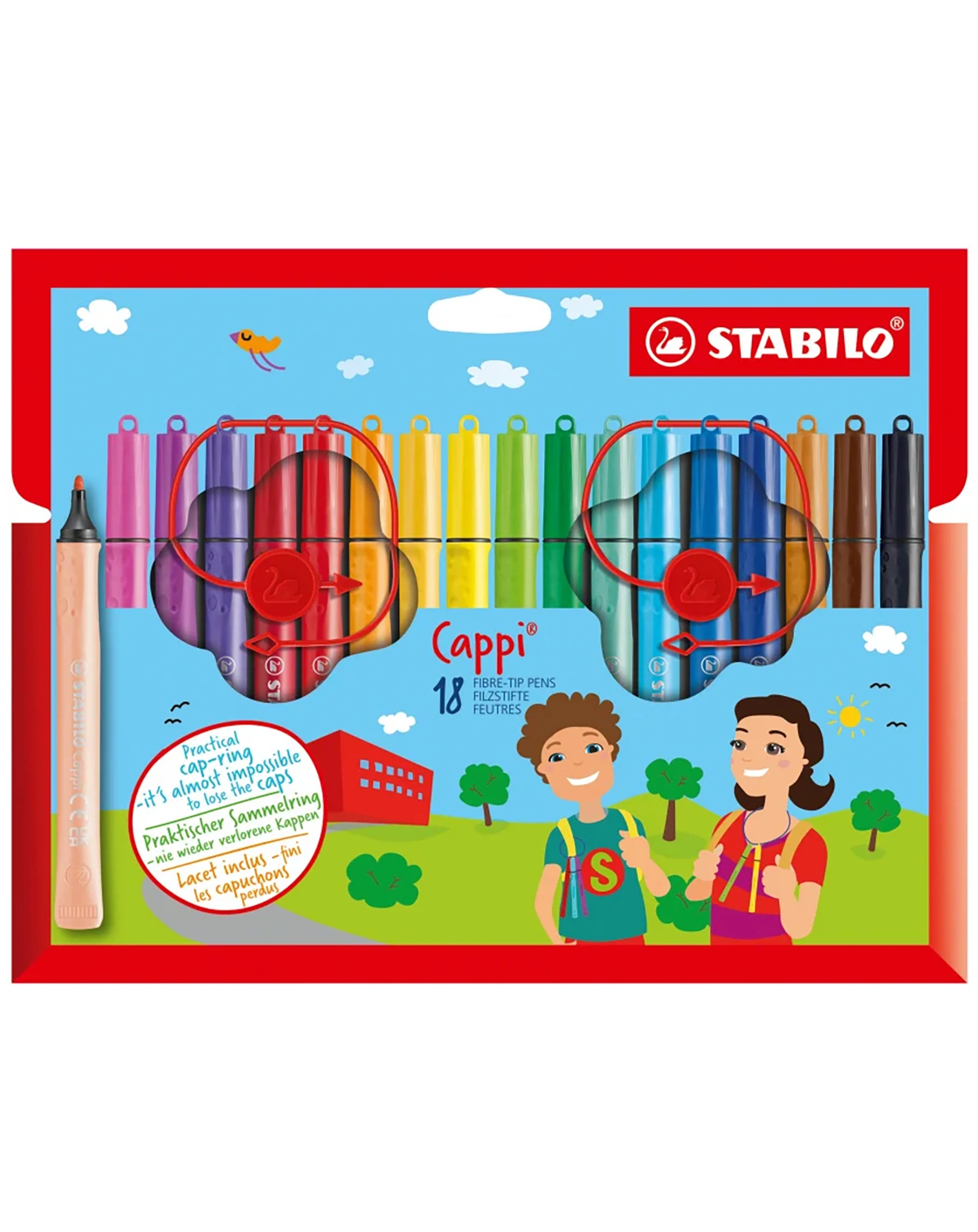 Filzstift STABILO® Cappi mit Kappenring 18er-Pack