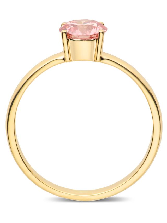 Solitär-Ring, pinker Brillant, Gelbgold 585