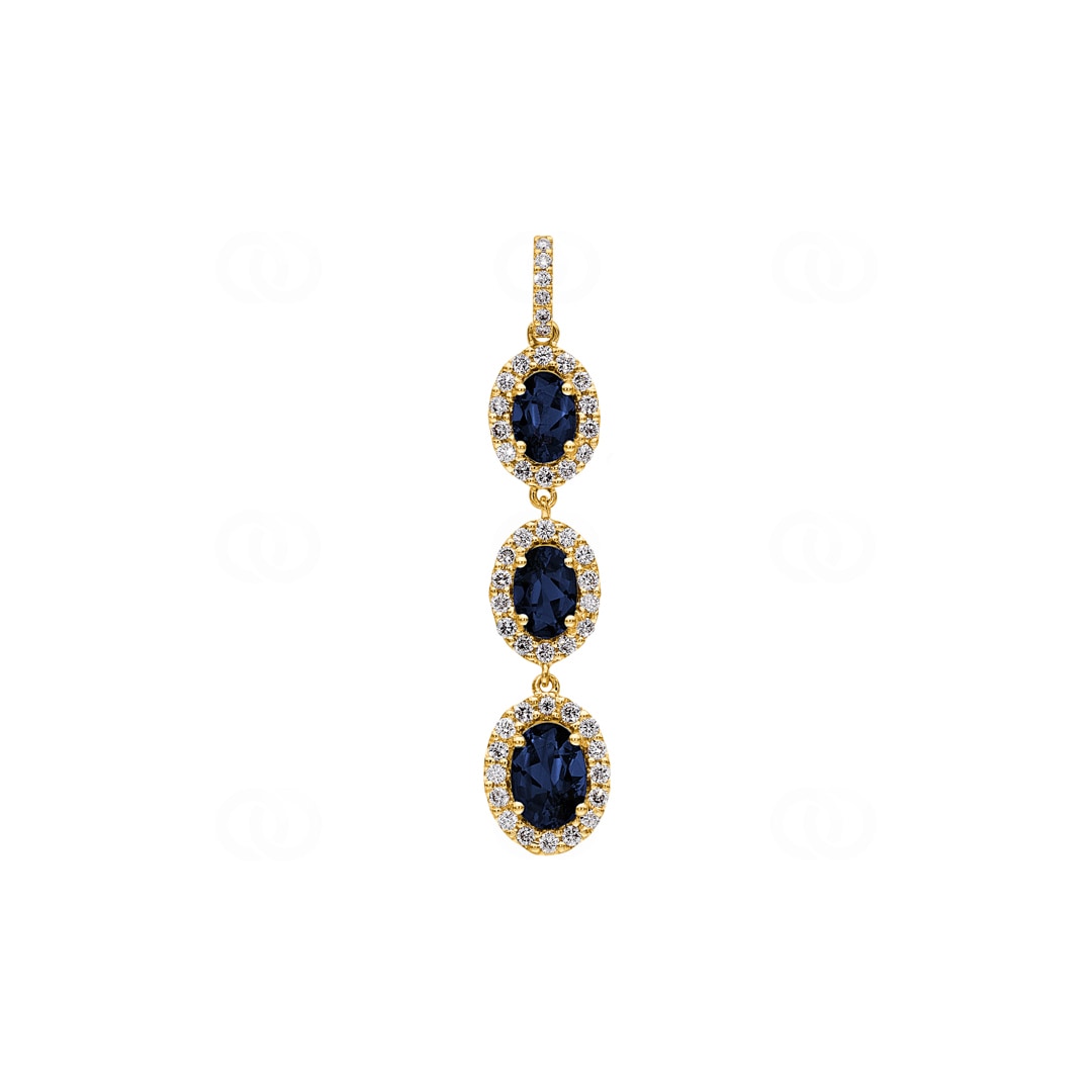 Anhänger 750/18 K Gelbgold mit Saphiren & Diamanten 0.45 ct H/si