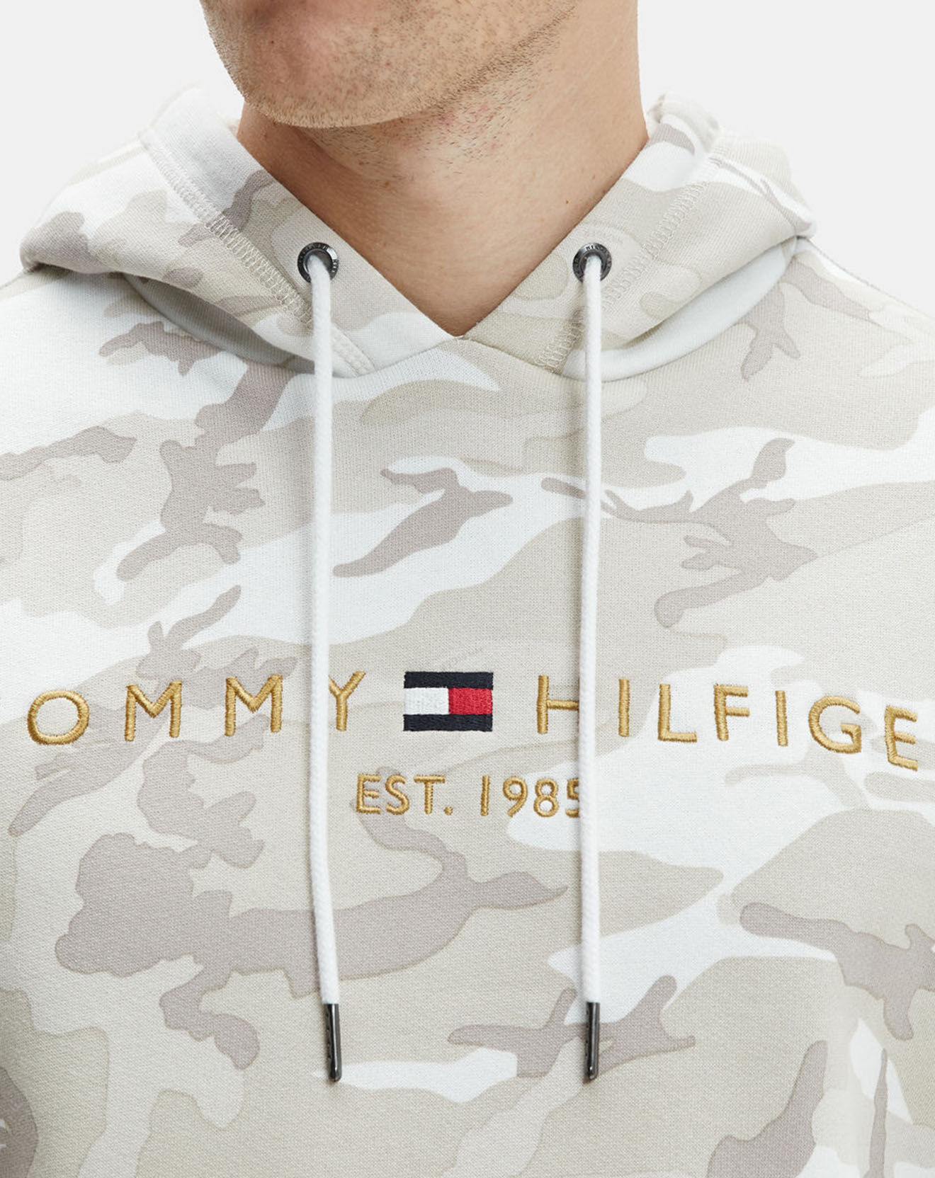 Tommy Hilfiger Sweat à capuche Tommy Logo camouflage beige/blanc