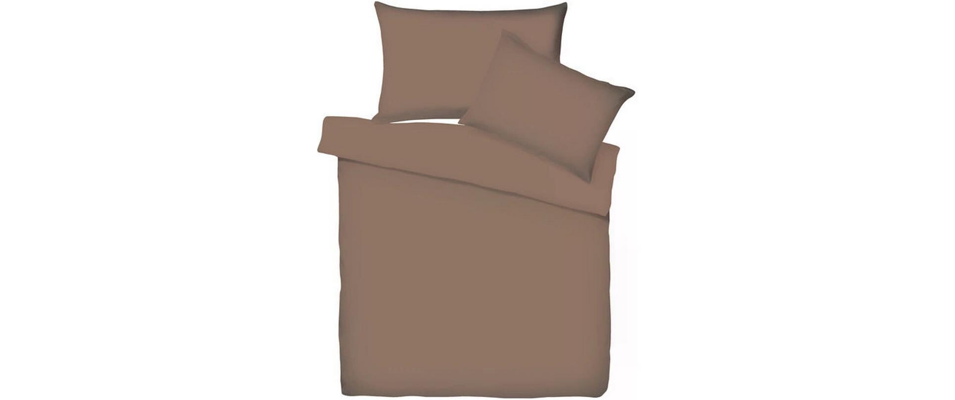 Bettwäschegarnitur Perkal 160 x 210 cm + 65 x 100 cm, Braun<br>Bettwäsche-Set