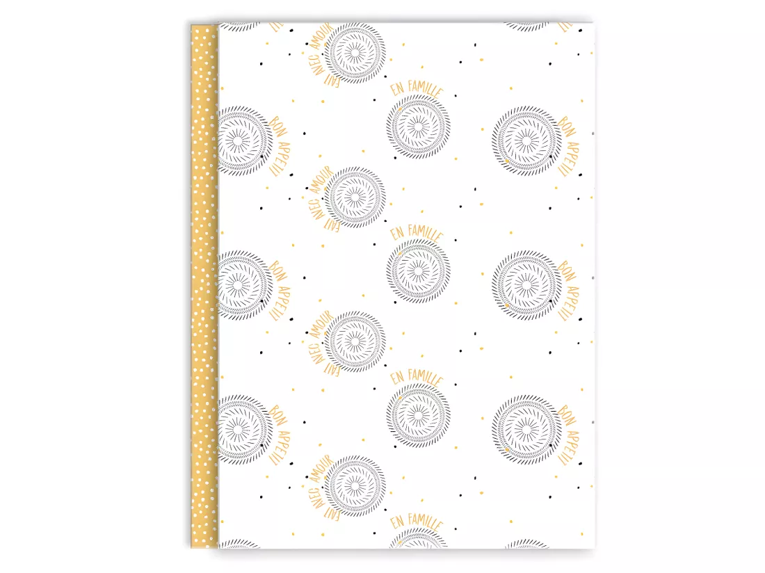 Lot de 2 torchons coton blanc et jaune 50x70cm EN FAMILLE