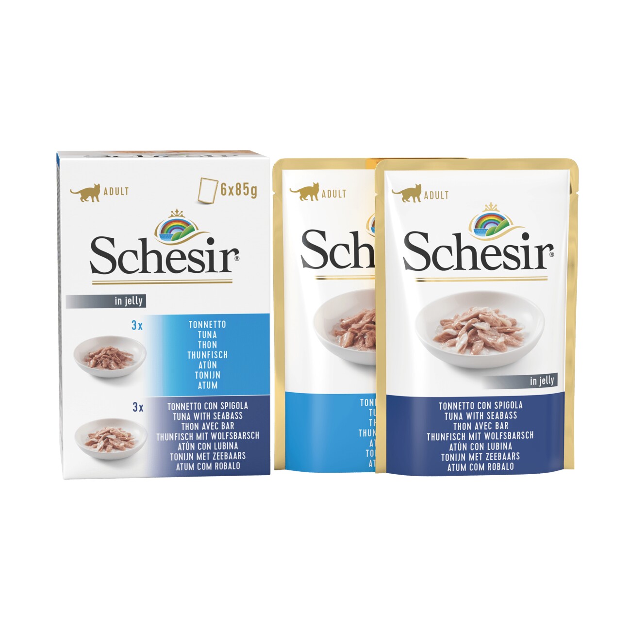 Schesir Adult Thunfisch & Thunfisch mit Wolfsbarsch 6 x 85 g