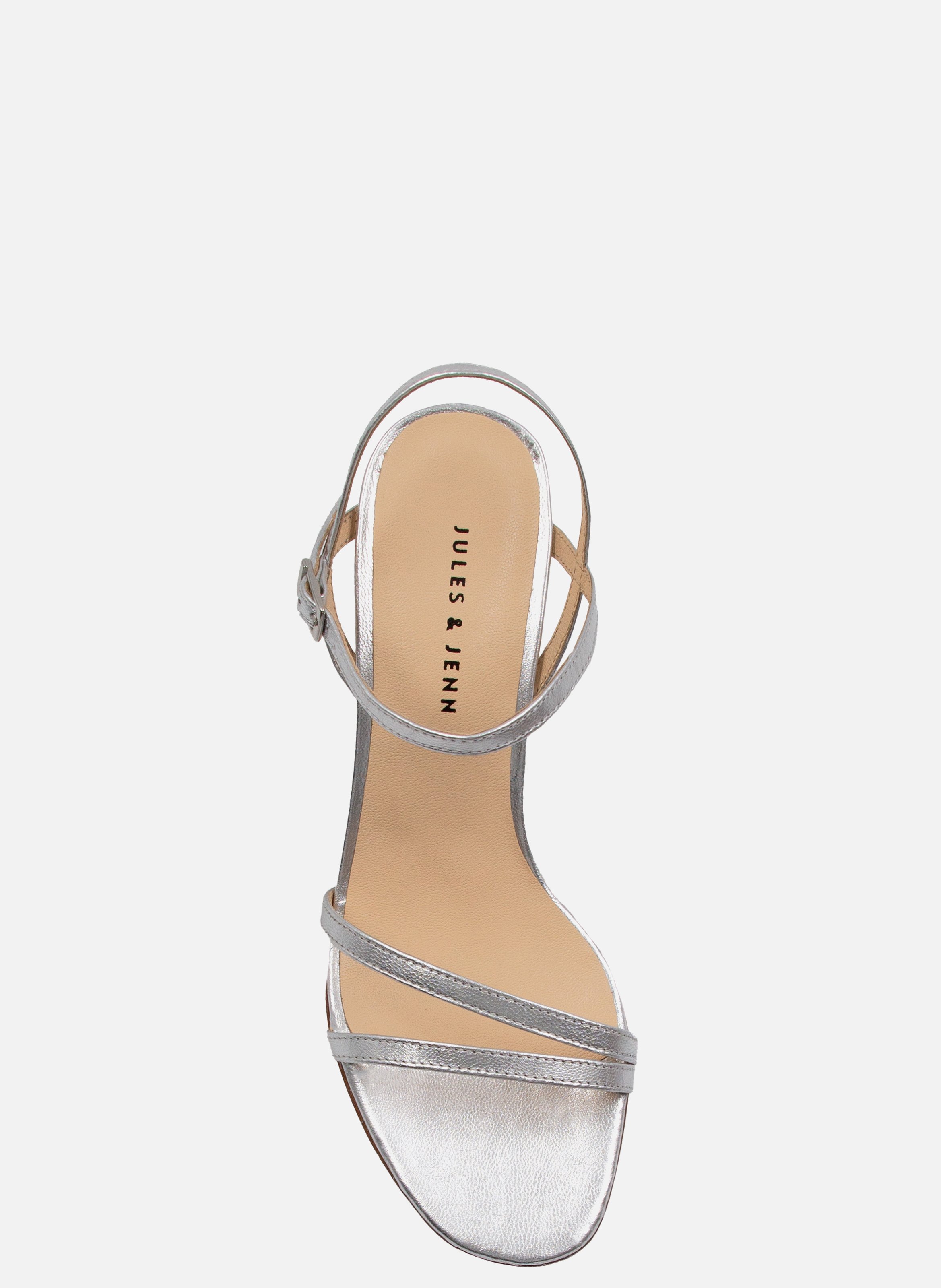 Sandales talon épurées cuir métallisé | Argent