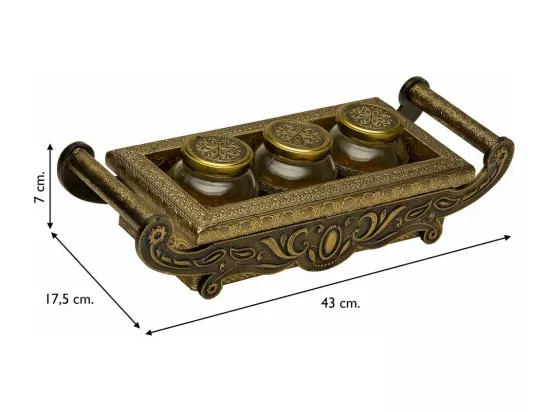 Plateau en métal repoussé couleur cuivre 43x17,5x7h