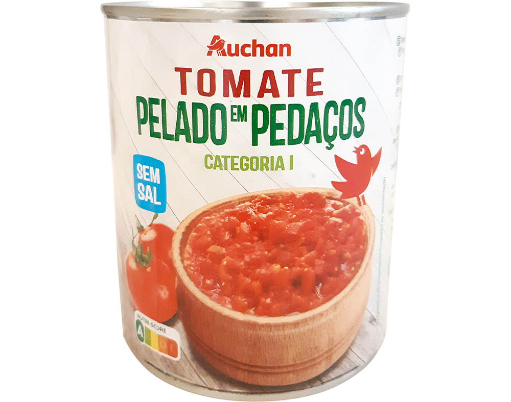 TOMATE AUCHAN PELADO EM PEDAÇOS SEM SAL 780G