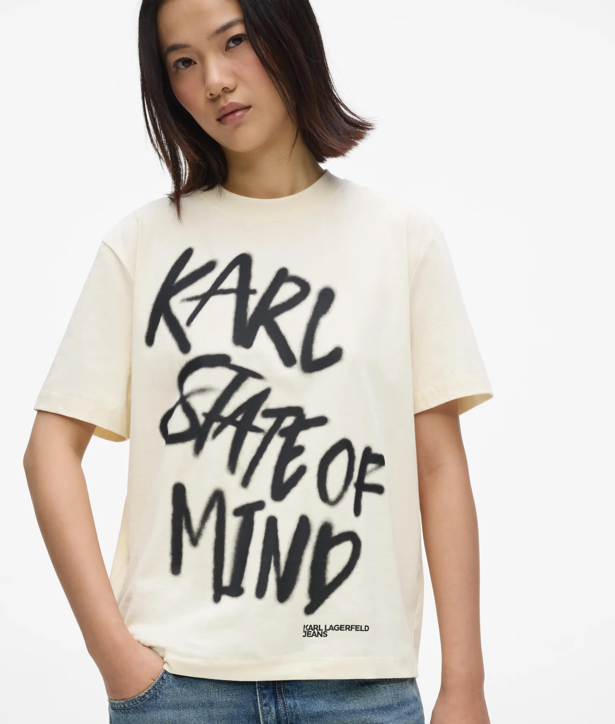 Karl quote T-shirt met een normale pasvorm