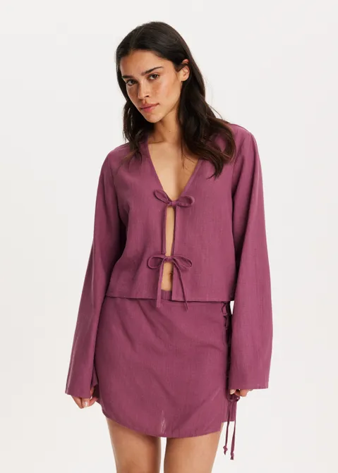 Linnen mix blouse paars (MAUVE)